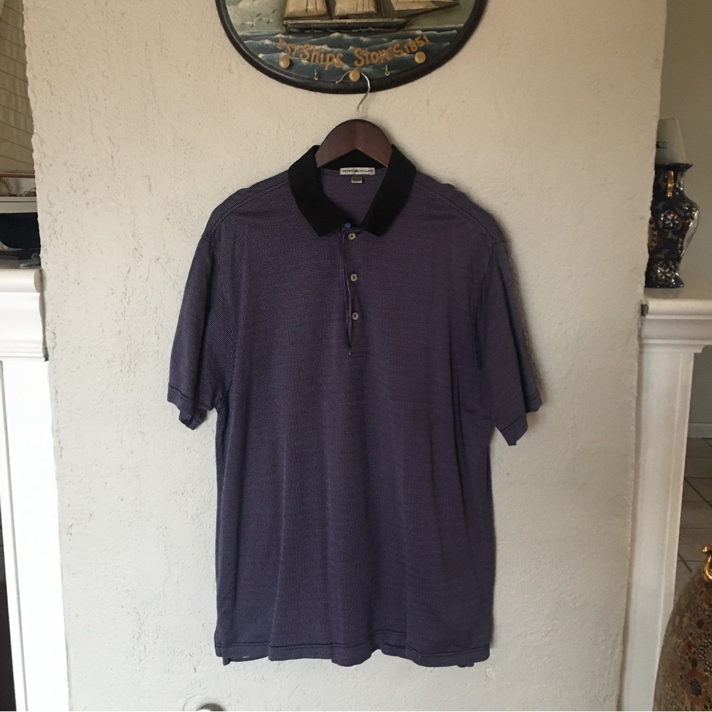 Peter Millar Blue Pink Square Short Sleeve Polo Shirt